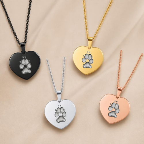 Kette Herz mit 3D Pfotenabdruck