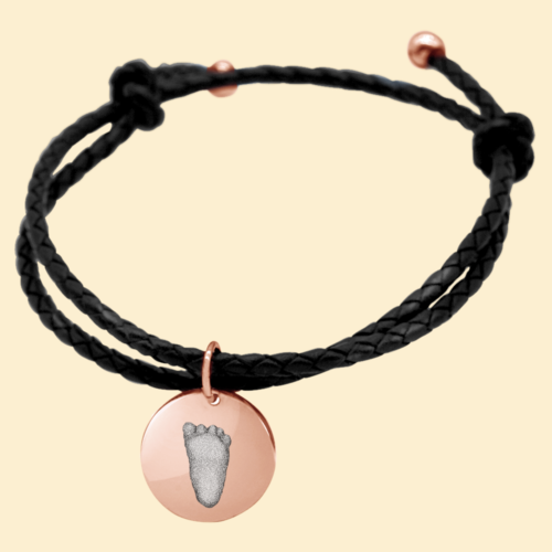 Lederarmband rosé mit 3D Babyfußabdruck
