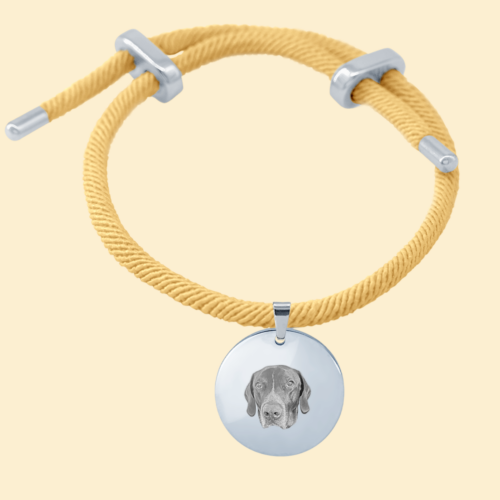 Glücksarmband Rund beige/silber mit Bild