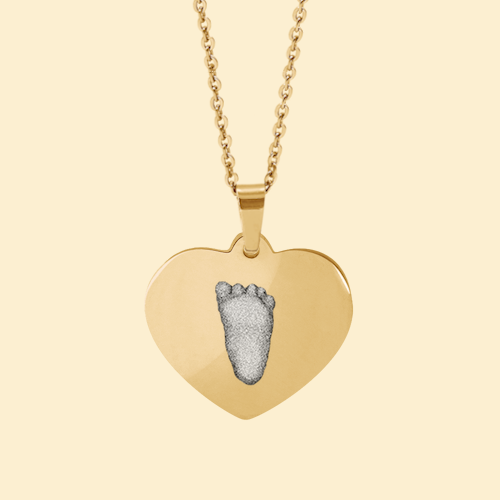 Kette Herz gold mit 3D Babyfußabdruck