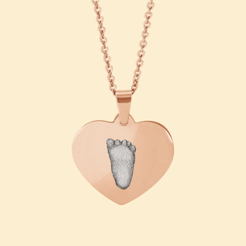 Kette Herz rosè mit 3D Babyfußabdruck