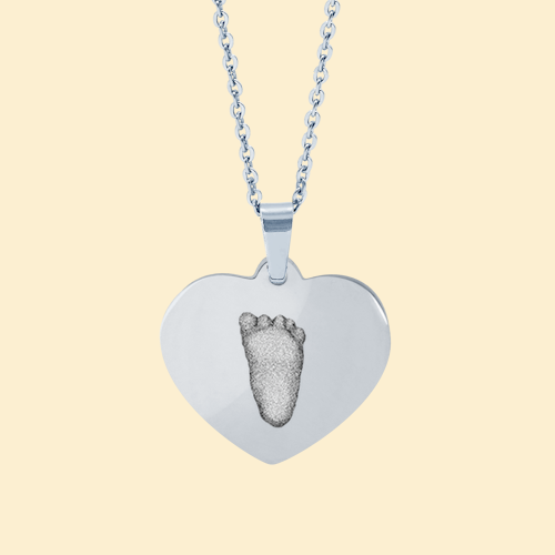 Kette Herz silber mit 3D Babyfußabdruck
