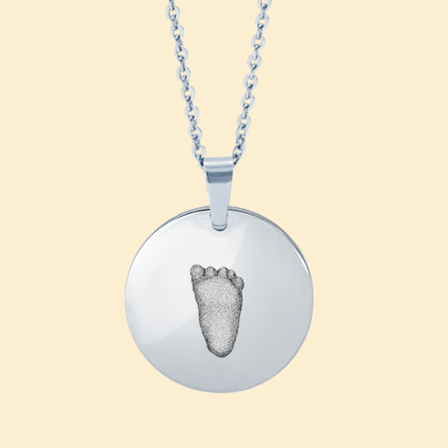 Kette Rund silber mit 3D Babyfußabdruck