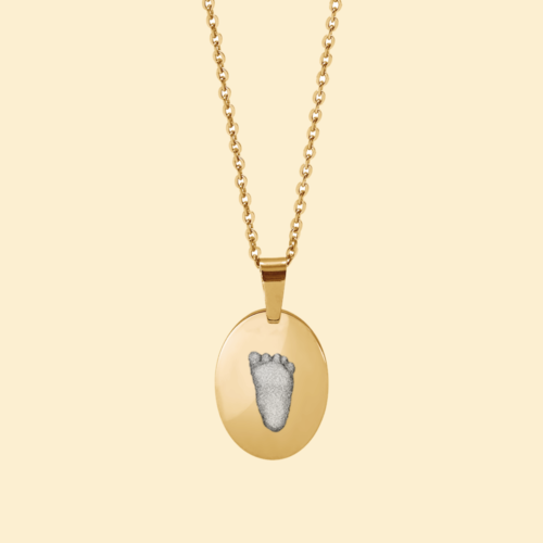 Kette Oval gold mit 3D Babyfußabdruck