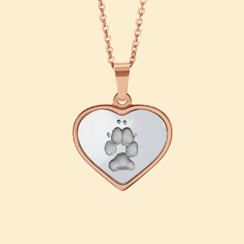 Kette Herz silber/rosé mit 3D Pfotenabdruck