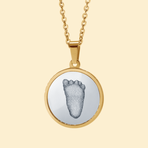 Kette rund silber/gold mit 3D Babyfußabdruck