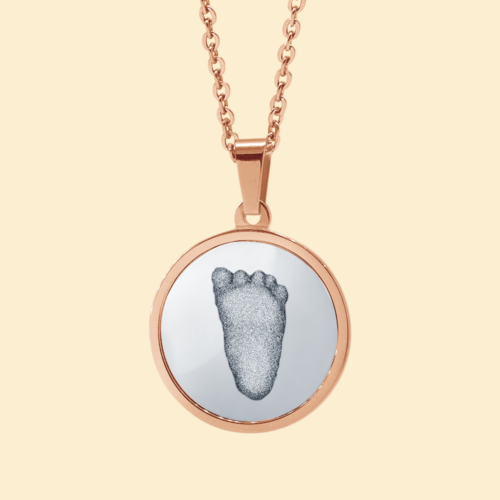 Kette rund silber/rosé mit 3D Babyfußabdruck