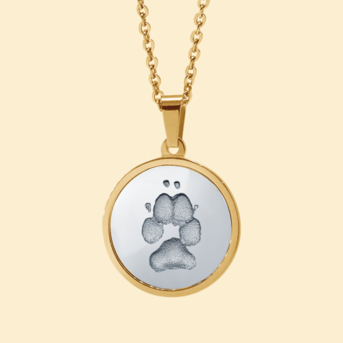 Kette rund silber/gold mit 3D Pfotenabdruck